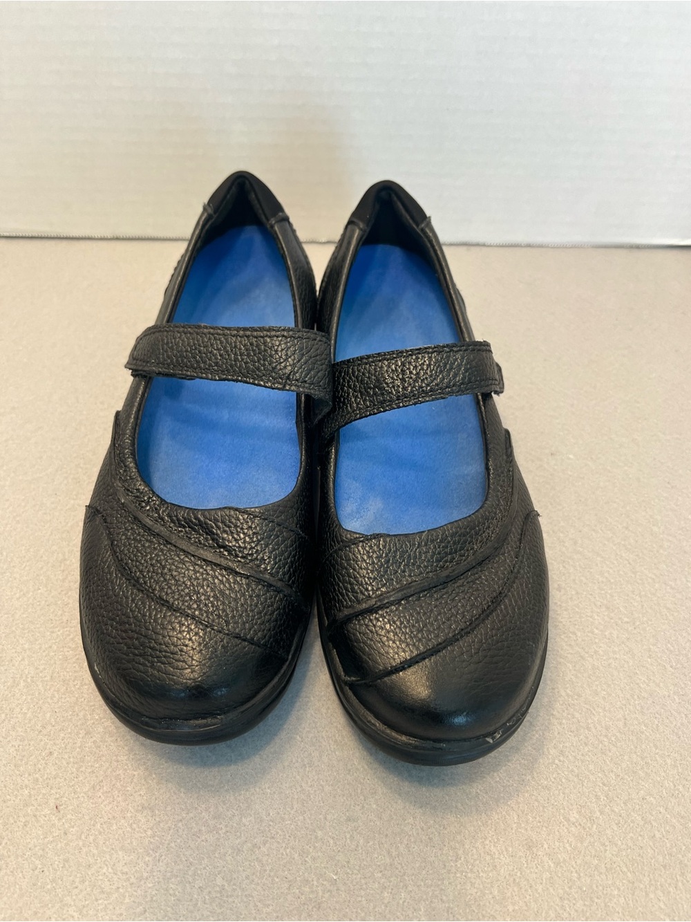 Apex Womens Mary Jane Flats Black Leather Comfort Round Toe US 9.5 W Diabetic